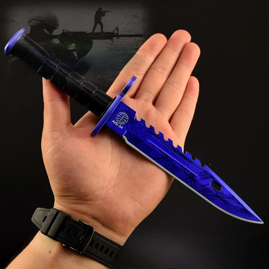 26cm/10.23in M9 Doppler Blue Leather Pendant Game Peripheral  katana knife Metal Weapon Model Cosplay Prop Craft Ornaments Gifts