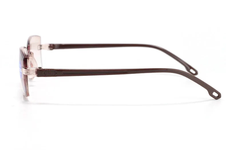 Lunettes de lecture anti-lumière bleue pour femmes, monture sans bords à découpe diamantée, pour hommes, anti-fatigue, hypermétropie, presbytie +1,5