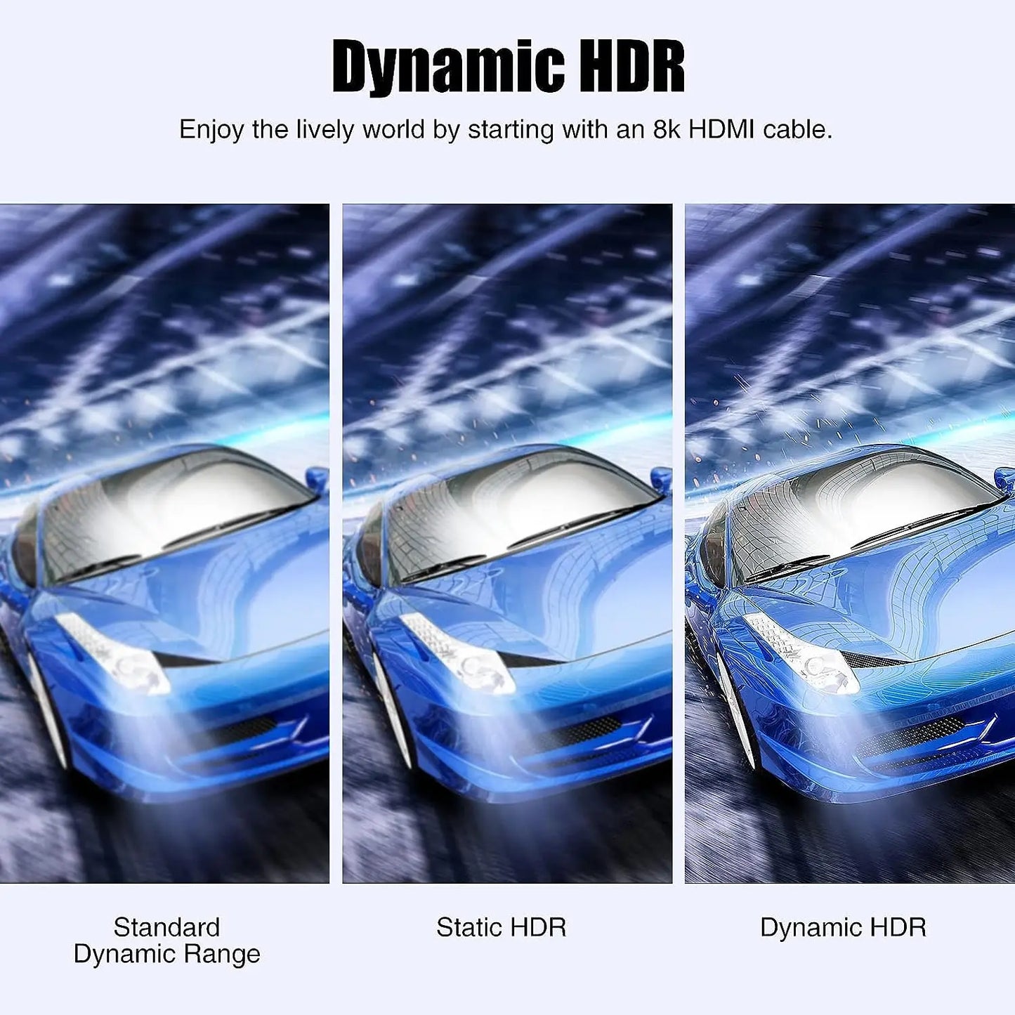 Câble HDMI plat 8K 48 Gbit/s haute vitesse 8K60 4K120 144 Hz Cordon HDMI 2.1 tressé 3D eARC HDCP 2.2 et 2.3 Compatible avec Roku TV/PS5