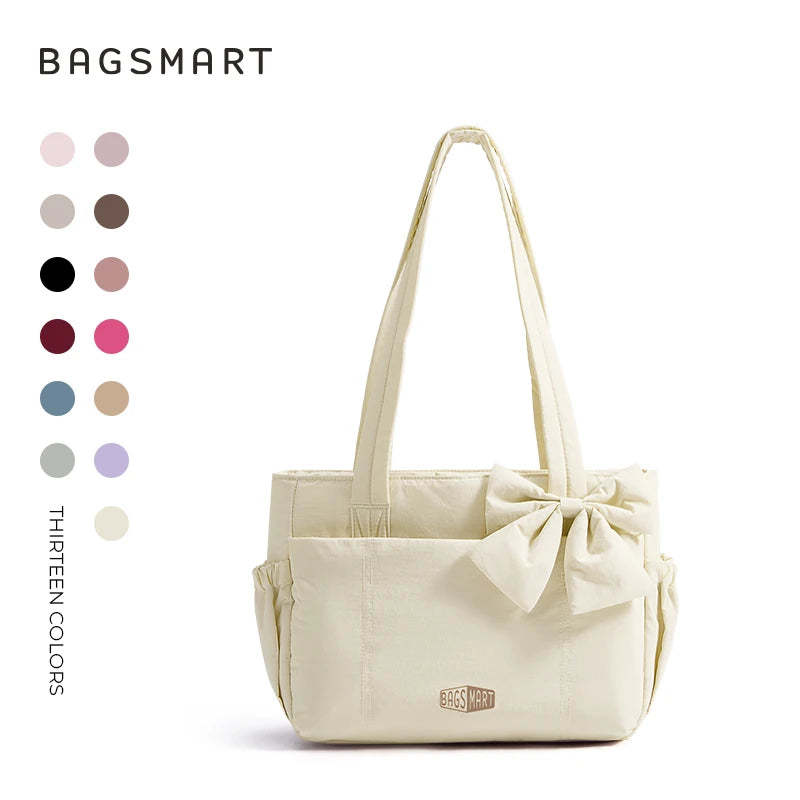 BAGSMART Sac fourre-tout trois tailles avec plusieurs poches, sac à main gonflé, sac à bandoulière décontracté, sac fourre-tout grande capacité