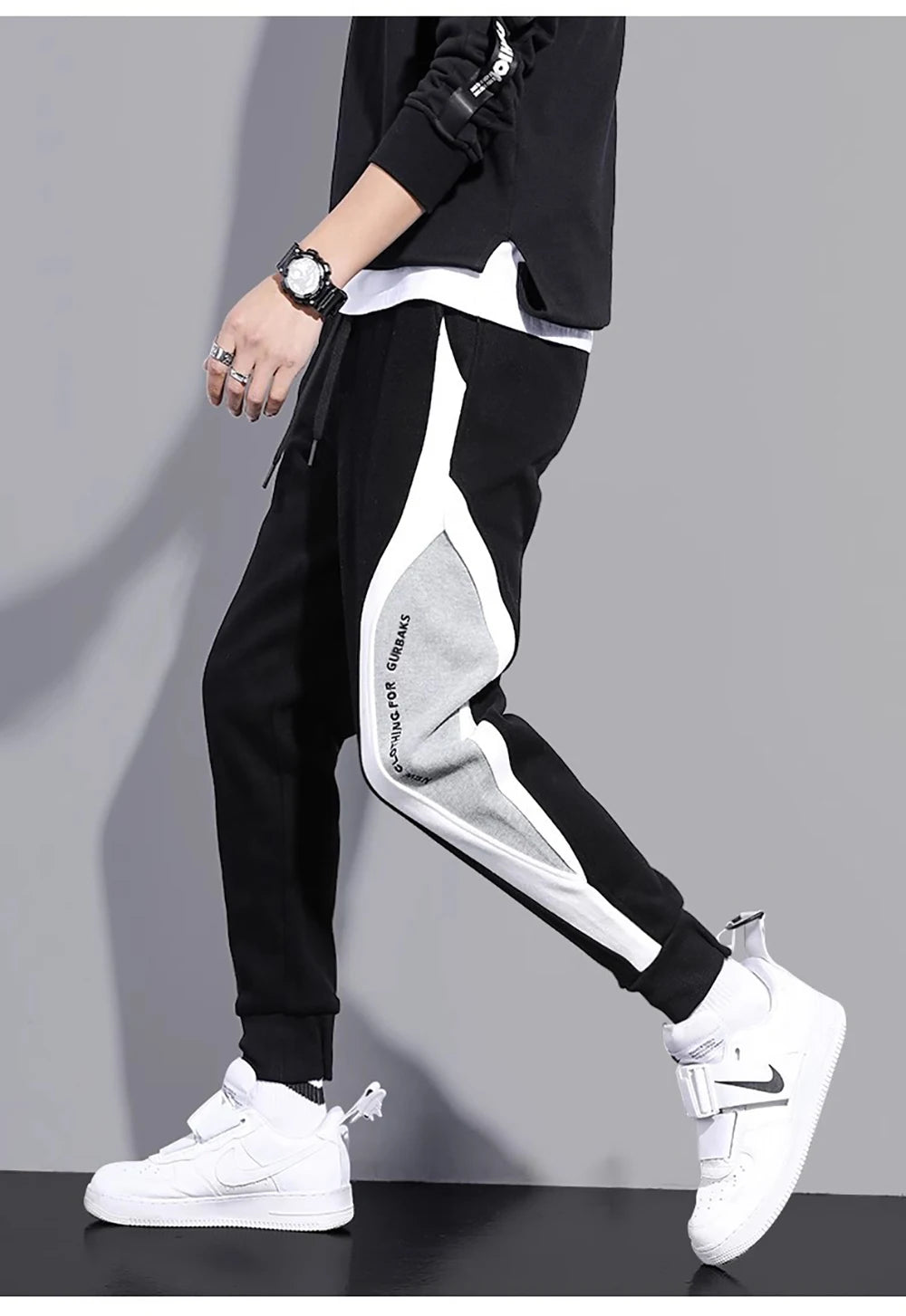 Herbst Frühling Herren Sporthose Herren Loose Leggings Patchwork Laufhose Trainingshose Freizeithose Fashion Outfit Hose