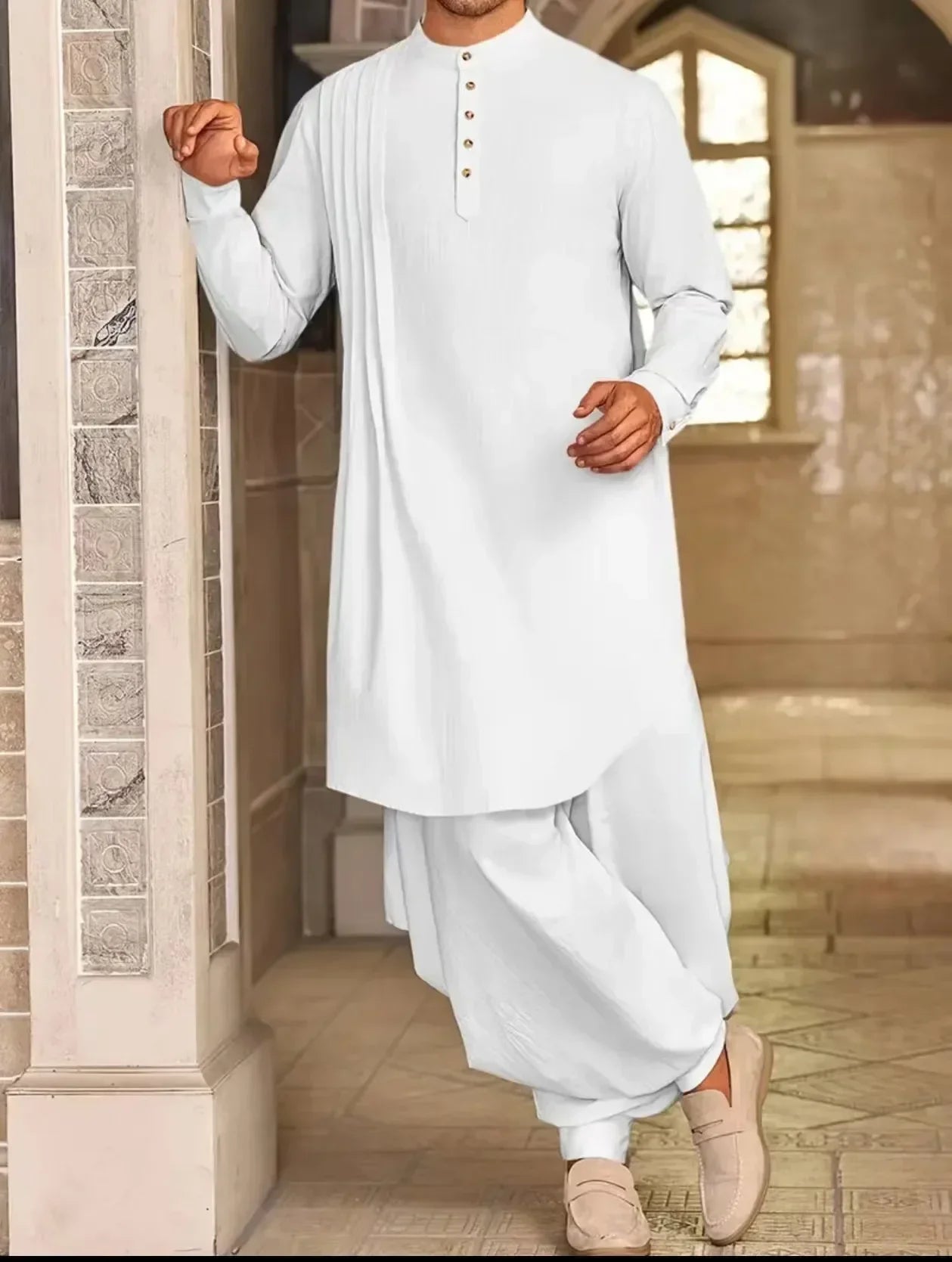 Chemise musulmane ample en coton pour homme du Moyen-Orient, arabe, malaisien, nouveauté 2025