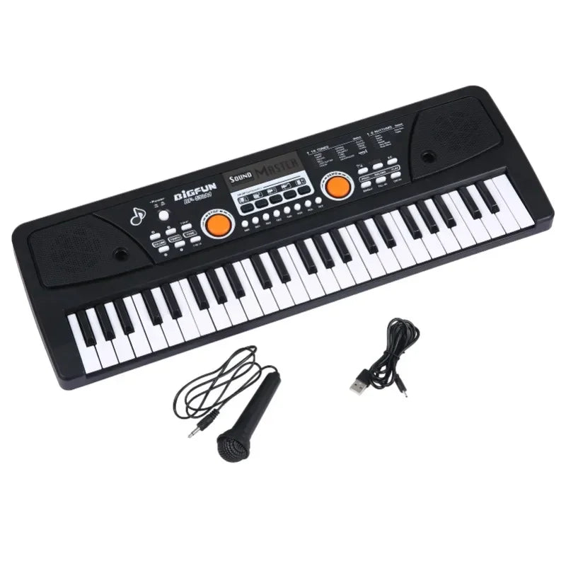 49 Keys USB Electric Piano & Microphone Digital Music Electronic Keyboard 16 Tones 8 Rhythms 6 Demo Songs Music Gifts for Kids