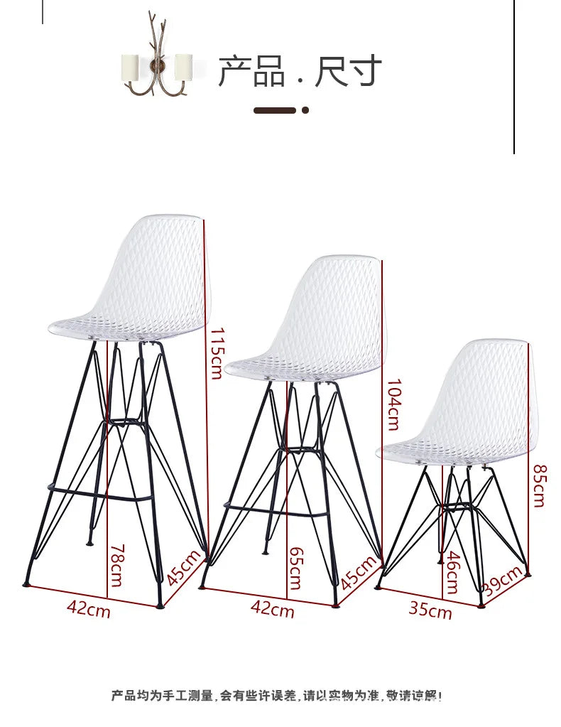 Nordic Transparent Eames Plastic Dining Bar Chair for Cafe Negotiation Simple Wholesale Seating