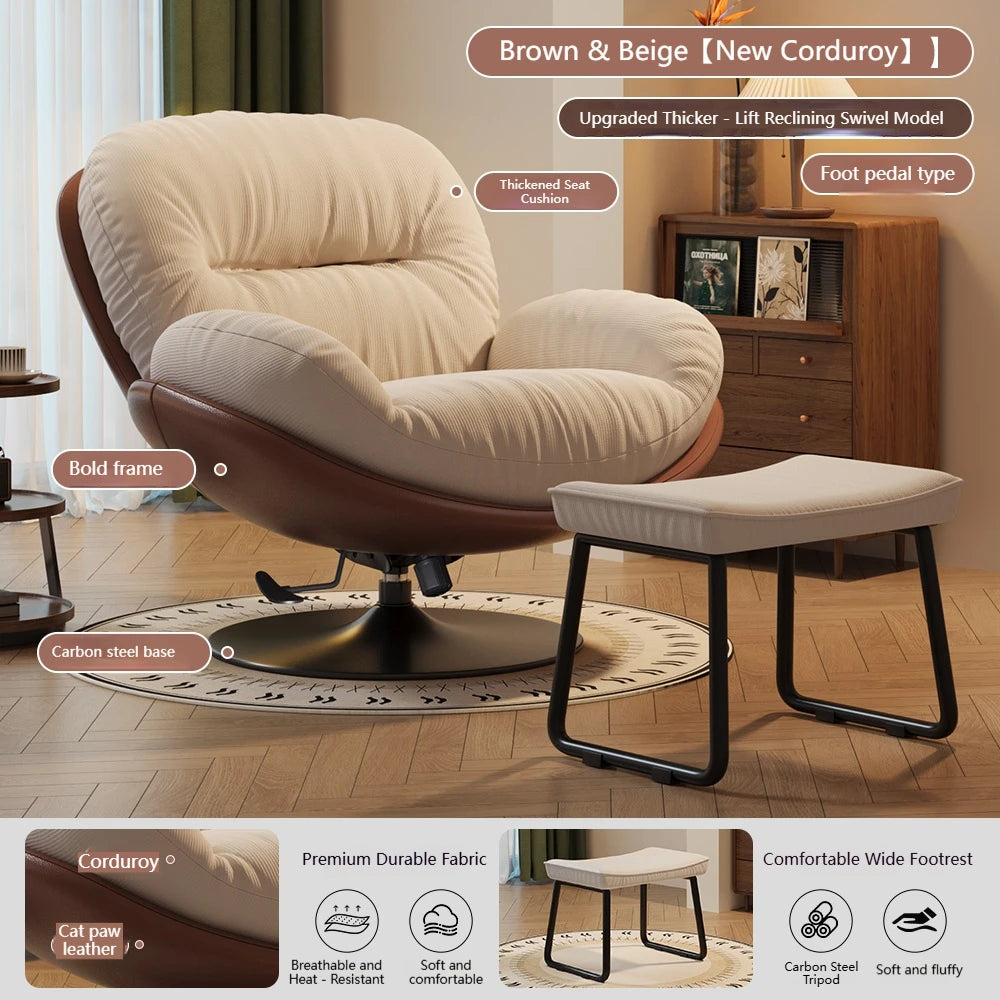 Luxuriöser Wohnzimmer Sessel Weich Liegender Relaxsessel für Zuhause Höhenverstellbar Moderner Schlafzimmer Drehstuhl Sofasessel Möbel