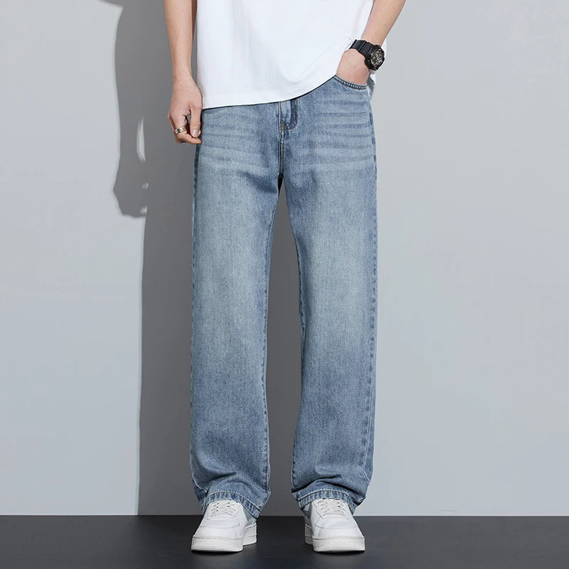 2025 Frühjahr/Sommer Neue Herren Lyocell Loose Jeans Sommer Dünn Atmungsaktiv Straight Leggings Retro Business Casual Mode Koreanisch M