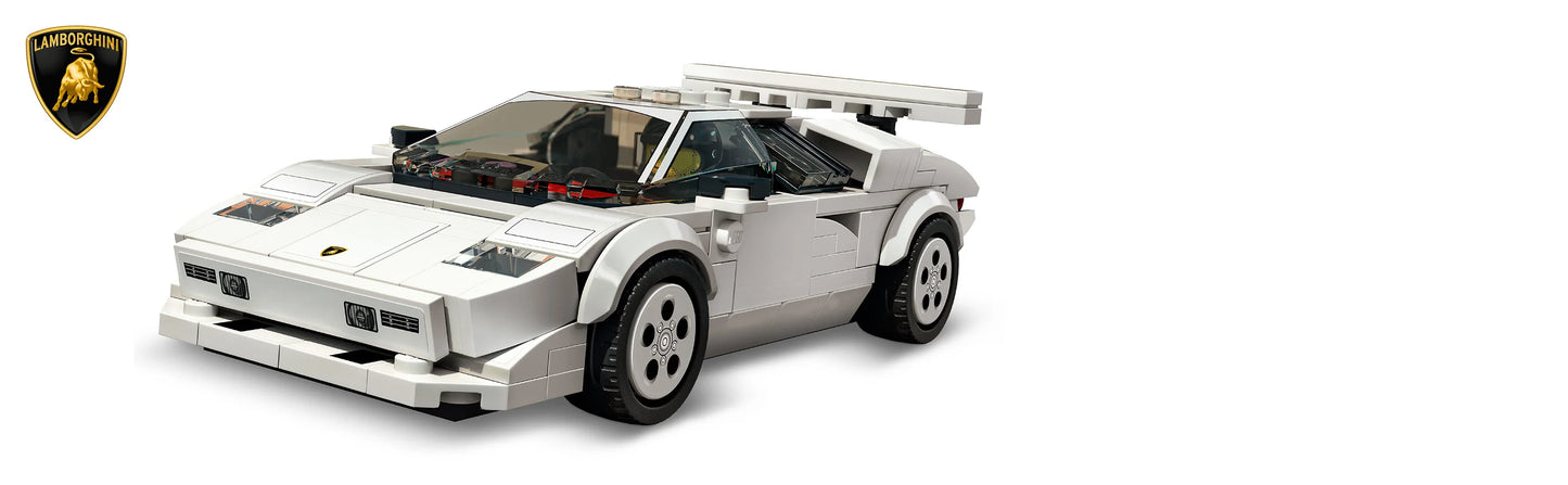 LEGO Speed Champions Lamborghini Countach 76908 Rennwagen-Spielzeug-Sammelbausatz Rennfahrer-Minifigur als Geburtstagsgeschenk