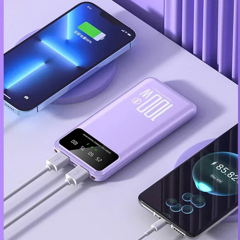 100W Superschnelles Laden Tragbares externes Akkuladegerät für iPhone 15 14 13 Samsung Huawei Xiaomi Powerbank 20000mAh