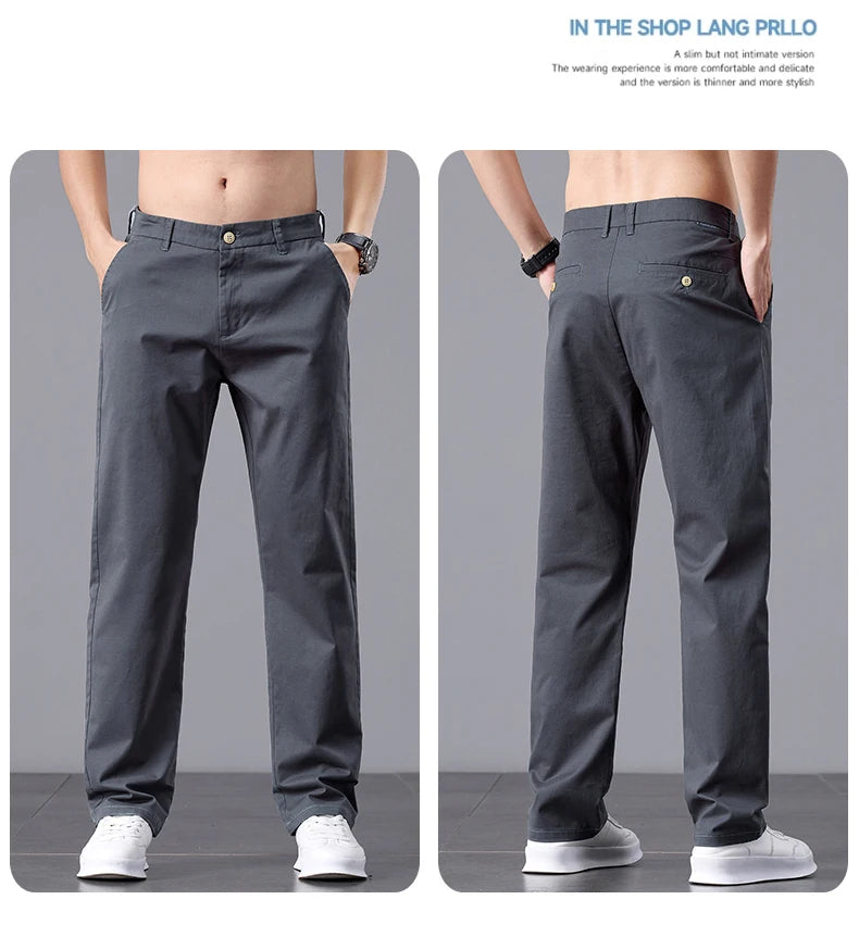 2025 Stretch Herrenhose Straight Fit Baumwolle Golfhose Herren Frühling Sommer Anzughose Büro Arbeit Freizeit Schwarz Marineblau Khaki