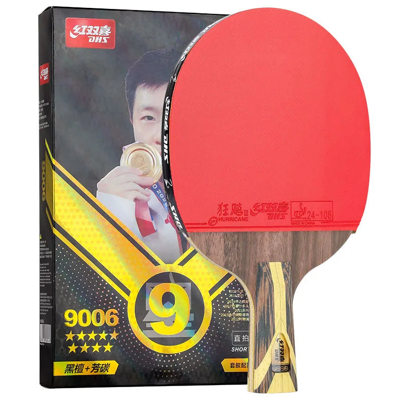 Raquette de tennis de table professionnelle DHS 9 étoiles, 5 plis bois 2 ALC, raquette de ping-pong offensive avec revêtement collant Hurricane