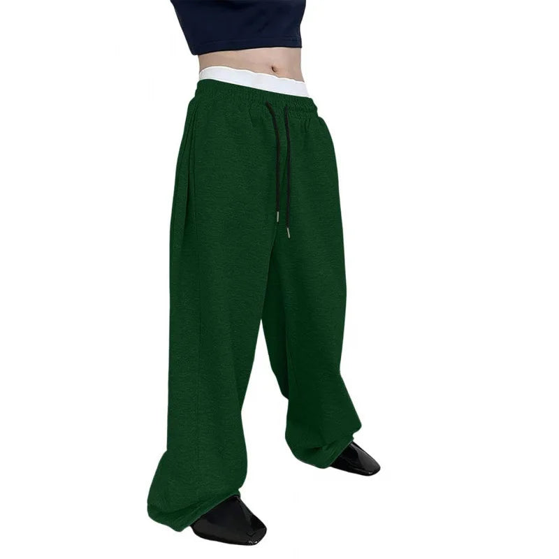 Herren Einfarbige Freizeithose 2025 Kordelzug in der Taille Gerades weites Bein Lockere Passform mit Taschen Vielseitige Sporthose