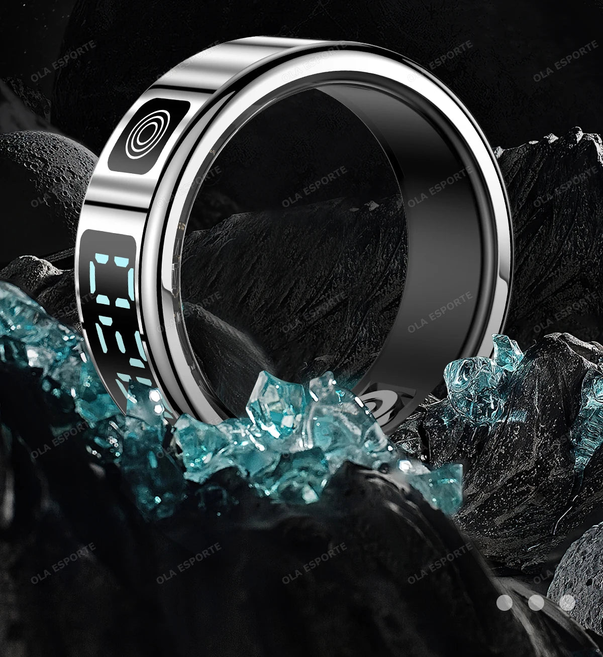 New LED Display Screen Smart Ring 5ATM Waterproof Heart Rate Sleep Multi Function Fitness Sports Rings Pedometer Men's women's