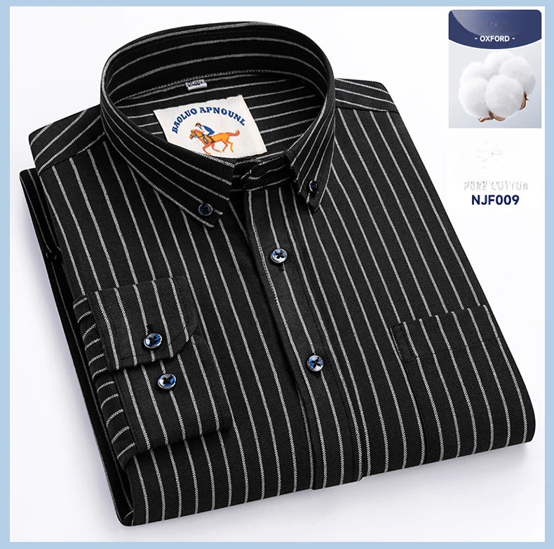 Chemises Oxford à manches longues en 100 % coton pour homme, grandes tailles 8XL, coupe ajustée, unies ou rayées, pour le bureau, couleur blanche, tenues professionnelles