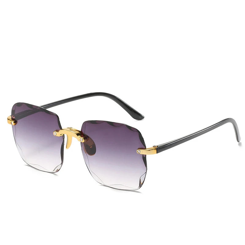 Randlose Damen-Sonnenbrille, modische Verlaufsgläser, Damensonnenbrille, Vintage-PC-Bügel, klassische Designer-Sonnenbrille für Herren
