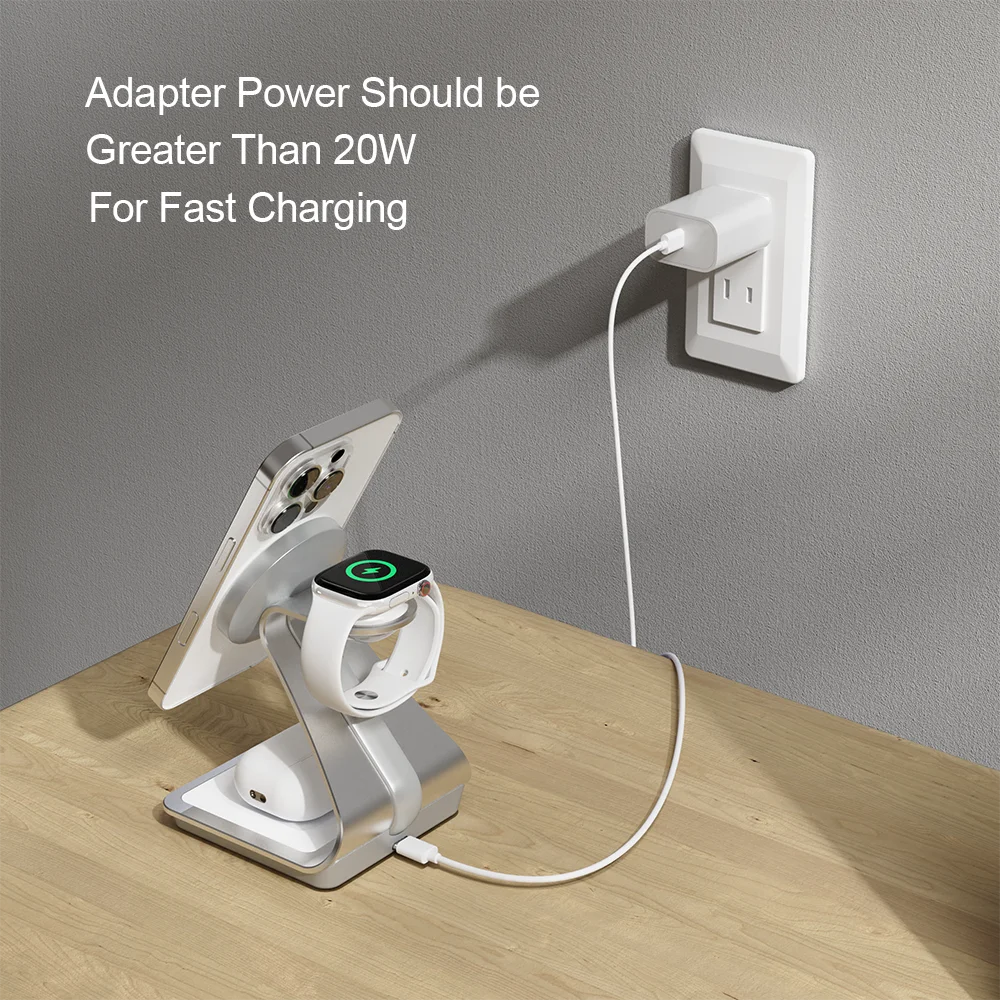 Bonola Magnetic 3 in 1 Wireless Charger for iPhone 17/16/15/13/14/12 30W Wireless Charging Station for Apple Watch/AirPods Pro