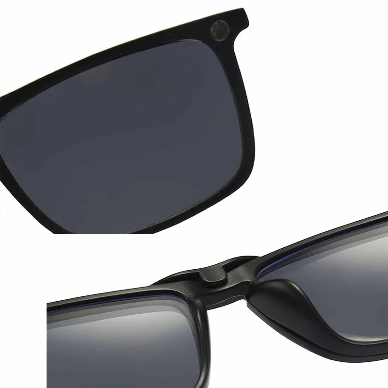 6 In 1 Polarized Sunglasses Men Women Magnetic Clip On Glasses TR90 Optical Prescription Eyeglass Frames Magnet Clips