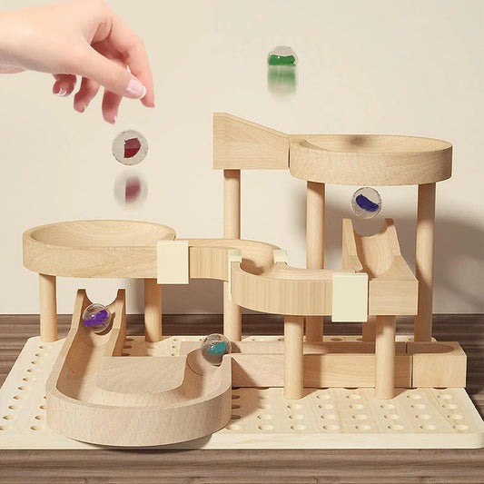 Wooden Marble Maze Race Track Game STEM Educational Toys for Kids Learning Puzzle Board Game for Boys Girls Birthday Gifts