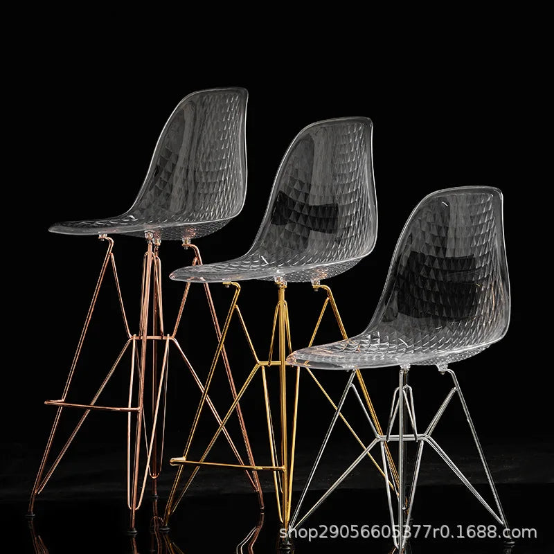 Nordic Transparent Eames Plastic Dining Bar Chair for Cafe Negotiation Simple Wholesale Seating