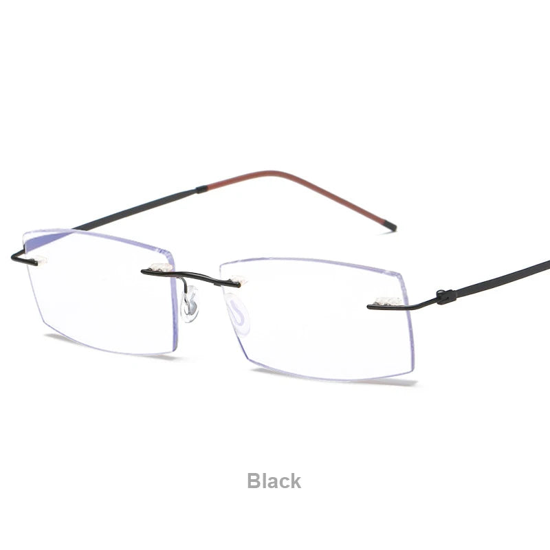 Lunettes de lecture anti-lumière bleue pour femmes, monture sans bords à découpe diamantée, pour hommes, anti-fatigue, hypermétropie, presbytie +1,5