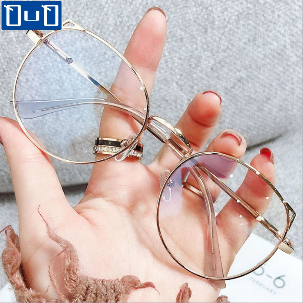 2022 Tendances Femmes Bureau Anti Lumière Bleue Lunettes d'ordinateur Surdimensionnées Œil de Chat Femme Bloqueur de Lumière Bleue Grandes Lunettes Monture en Alliage