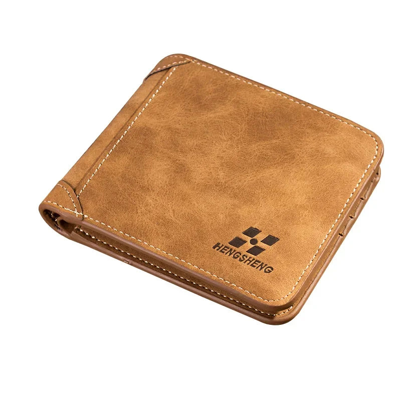Neue Herren-Brieftasche Kurz Gefrostetes Leder Portemonnaie Retro Zweifach Faltbares Vertikales Portemonnaie Jugend Koreanisches Multi-Karten Portemonnaie 2022 Luxus Portemonnaie