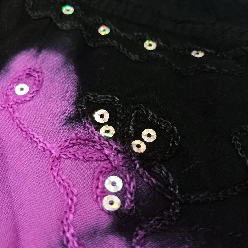 Nouvelle robe musulmane longue ample en pur coton tie-dye avec foulard, broderies scintillantes, respirante et confortable pour l'été 2025