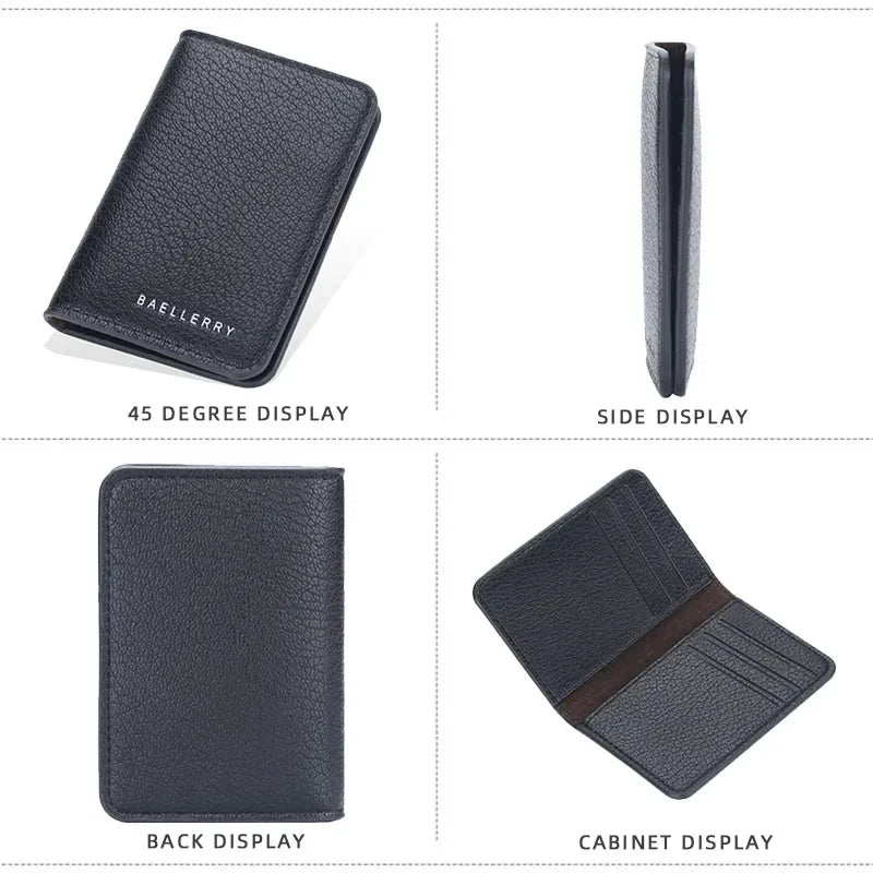 Men's Leather Card Wallet Minimalist Small Thin Purse Soft Slim Mini Credit Card Bank ID Card Holder Wallet for Men