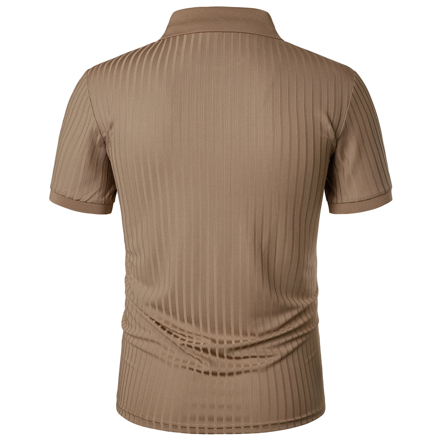 Herren Lauf-Sport-Fitnessbekleidung Sommer hochelastisches, vertikales Kurzarm-Polo-Shirt schlankes Strick-Basis-Shirt