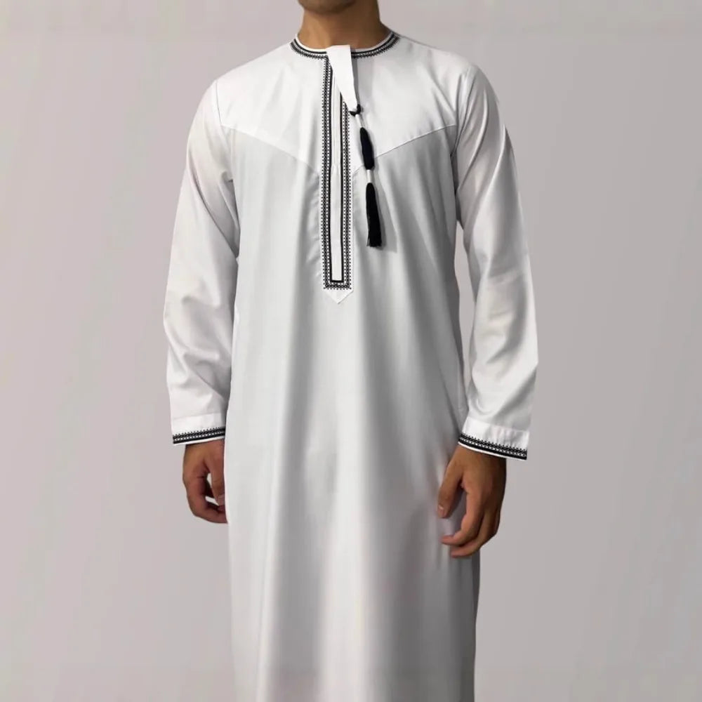 Nouvelle robe longue à manches longues pour hommes musulmans Abaya Daffah Jubba Thobe Pakistan Arabie Saoudite Caftan Islamique Vêtement de prière Afghane