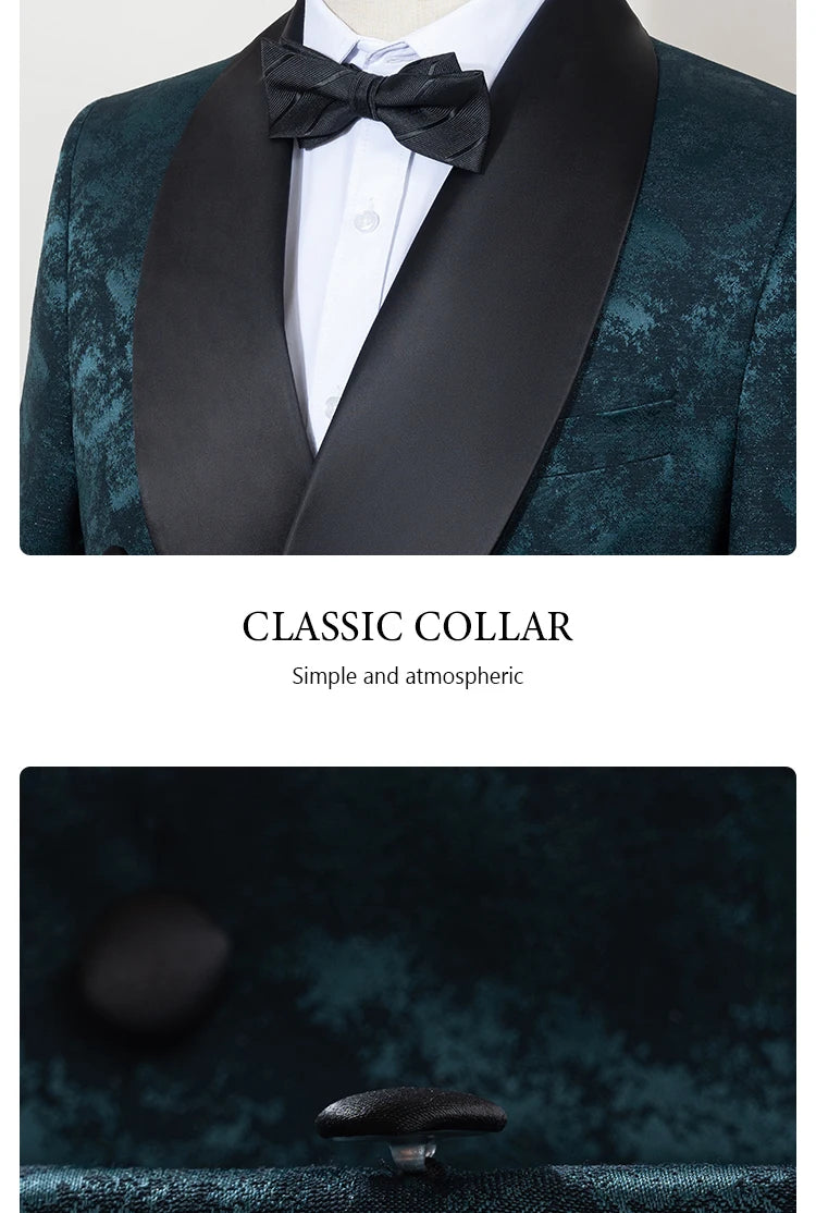 Luxus 2-teiliger Anzug Herren Party Outfit High-End Zweireiher Business Casual Anzug Bräutigam Hochzeitskleid Schalkragen