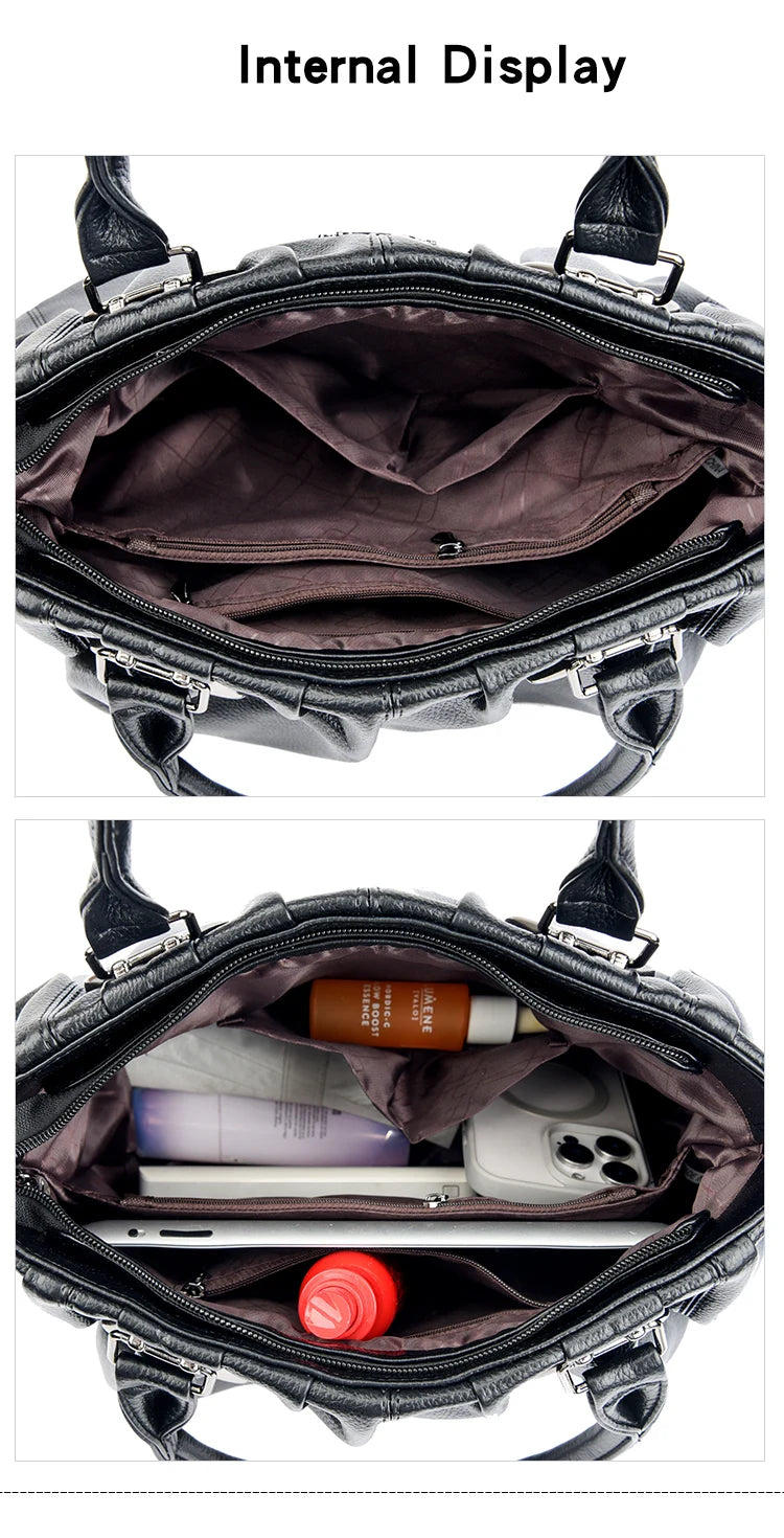 Sac cabas décontracté en cuir véritable, sacs à main de luxe pour femmes, sacs à main de marque, sacs à main en cuir souple de haute qualité pour le travail