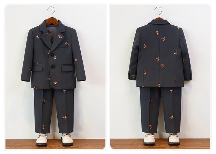 Herbst Winter Kinder Festanzug Für Jungen Schmetterling Stickerei College Jungen Anzug Kinder Mädchen Moderationsauftritt Kleider