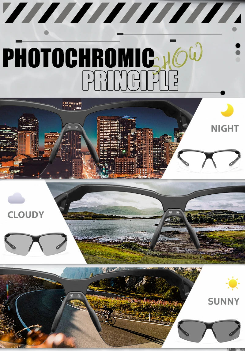 SCVCN Lunettes de soleil photochromiques Cyclisme Vélo VTT Randonnée Golf UV400 Lunettes de sport pour hommes femmes Baseball