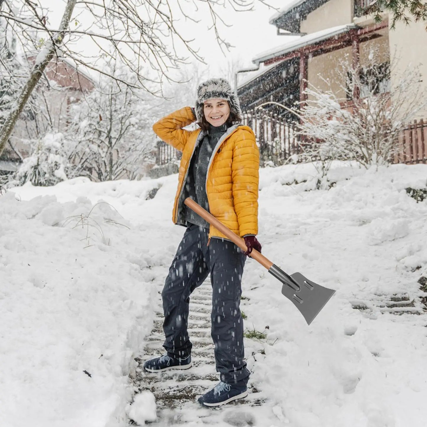 Pelle à neige robuste Grattoir à glace Pelle à neige pour voiture pour le dégivrage extérieur en hiver Pare-brise Jardin Nettoyage de camion Fenêtre Pelouse