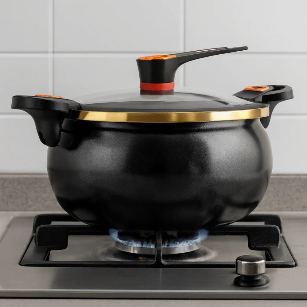 Multi-Functional 7 L Chubby Micro-Pressure Pot Large Capacity Universal Soup Pan Visible Cover Non-Stick Stew Pot Stove
