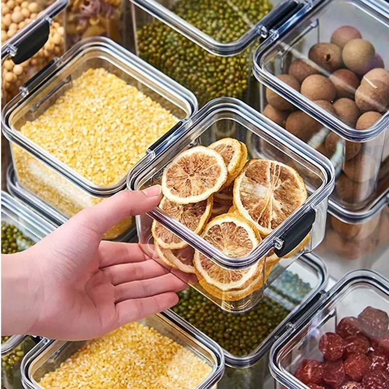 Bocaux scellés de 460 à 1800 ml, organisateur de cuisine pour le stockage des céréales, grand réservoir en plastique, boîte de rangement étanche à l'humidité, bocaux à condiments ménagers