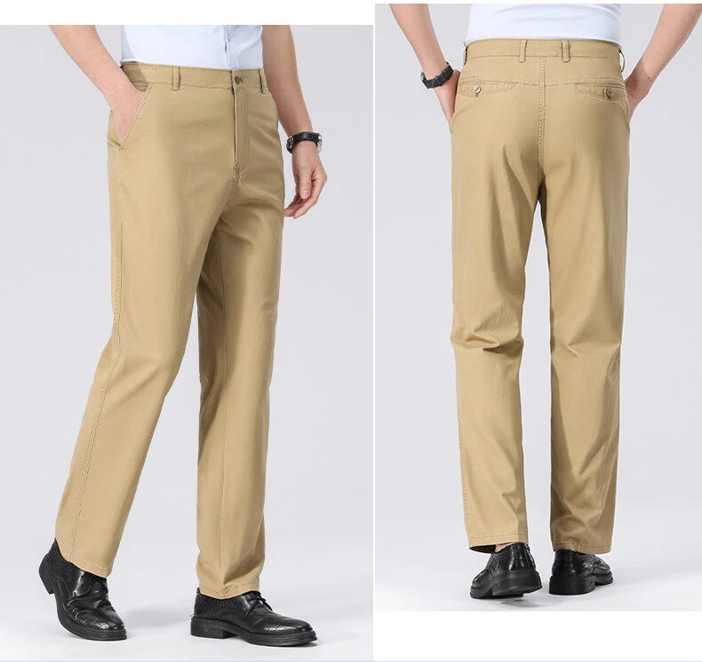 Pantalon Chino Homme Décontracté habillé, Pantalon de Travail Printemps Été Automne, Léger et Confortable avec Poches