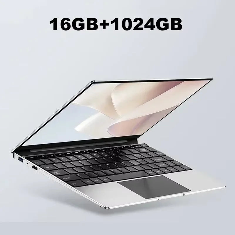 New Ultra Slim Laptop 14.1" 16GB RAM 2TB SSD Intel Pentium 4405U Notebook Gamer 1920*1080 Display Office Study Computer PC