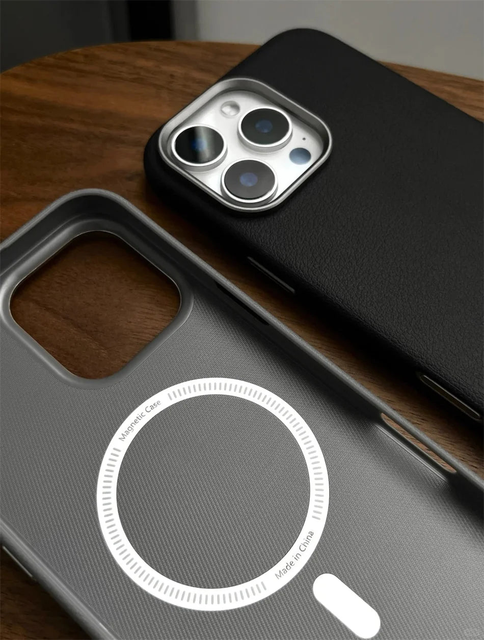 Luxuriöse, schlanke Leder-Hülle für MagSafe für iPhone 16 15 14 Pro Max in Wüstengold – Magnetische kabellose Ladefunktion, stoßfeste Abdeckung