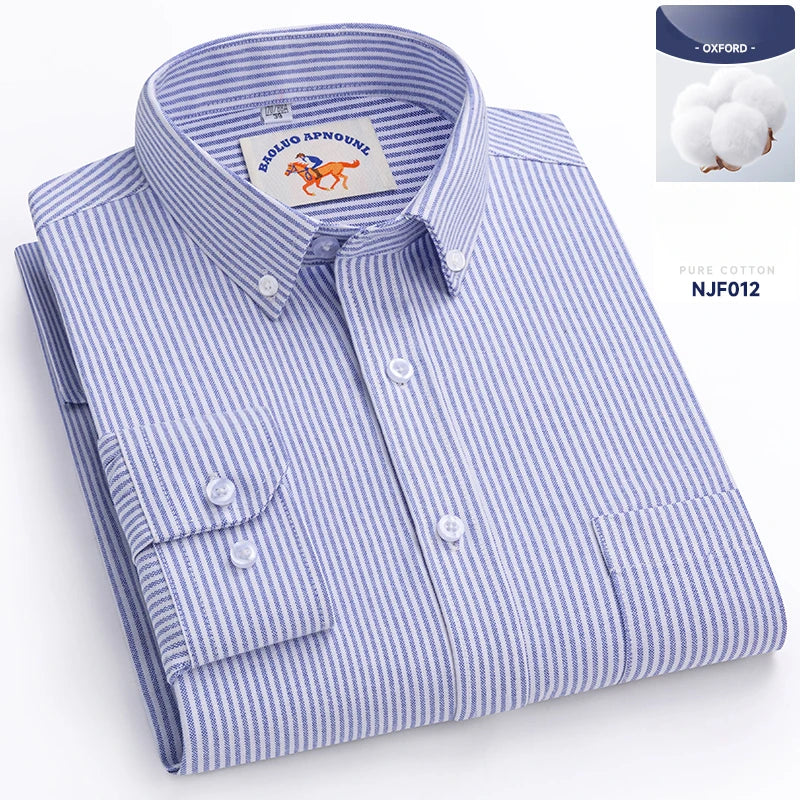 Chemises Oxford à manches longues en 100 % coton pour homme, grandes tailles 8XL, coupe ajustée, unies ou rayées, pour le bureau, couleur blanche, tenues professionnelles