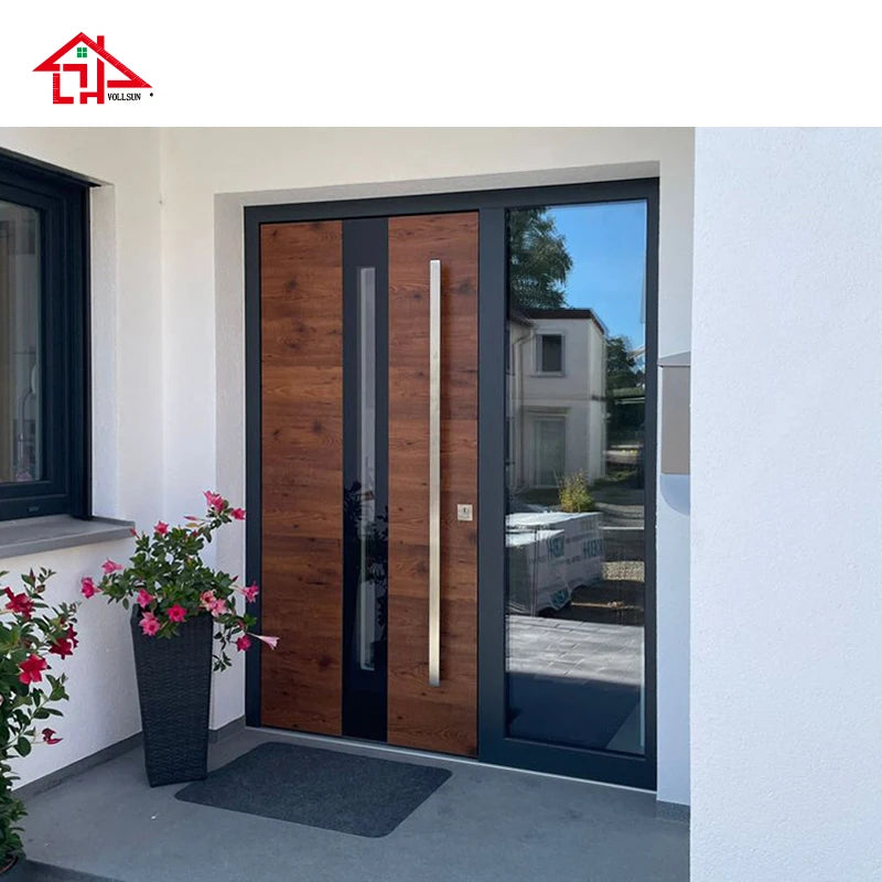 Moderne Aluminium-Haustür mit Milchglas, hochsichere Außentür, maßgefertigtes Design für Wohnvilla