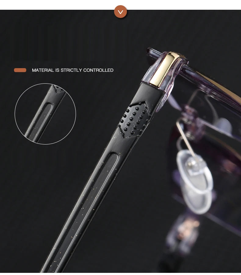 Lunettes de lecture anti-lumière bleue pour femmes, monture sans bords à découpe diamantée, pour hommes, anti-fatigue, hypermétropie, presbytie +1,5