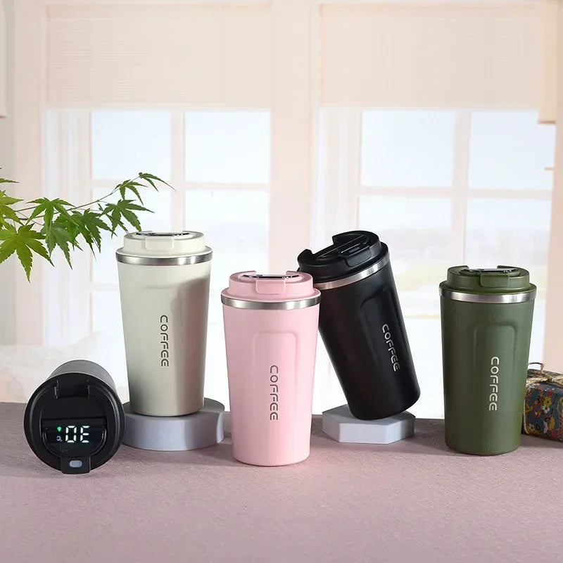 Tasse à café Thermos 380/510 ml en acier inoxydable avec affichage de la température, bouteille d'eau isolée, flasque sous vide.