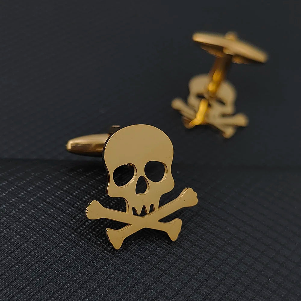 Manschettenknöpfe aus Edelstahl mit Totenkopf, Spinne, Fledermaus, Herren-Hemdknöpfe, Krawatten für Herrenkleidung, dekorative Punk-dunkle Manschettenknöpfe, Schmuckgeschenk