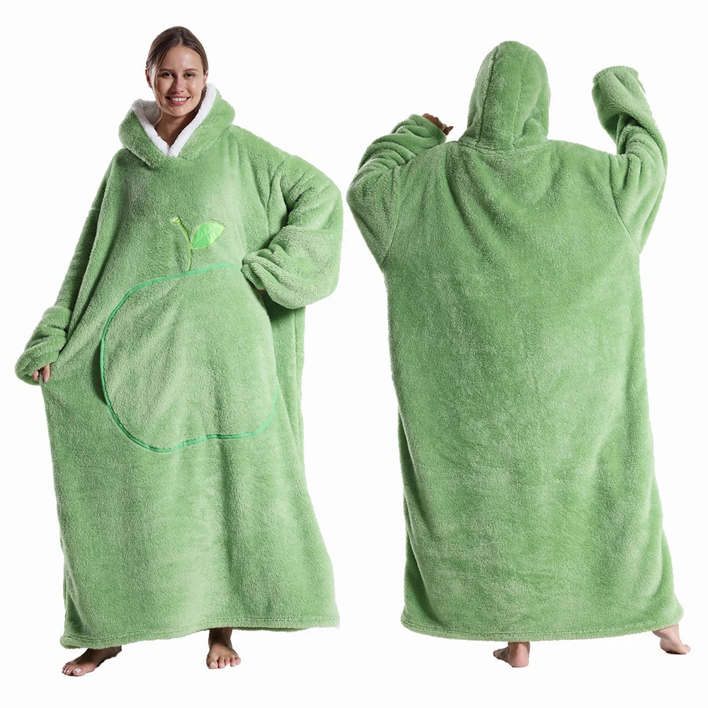 Couvertures Portables Extra Longues Hiver Flanelle Couverture à Capuche avec Manches Longues Hommes Femmes Couverture Douce et Confortable pour Adultes