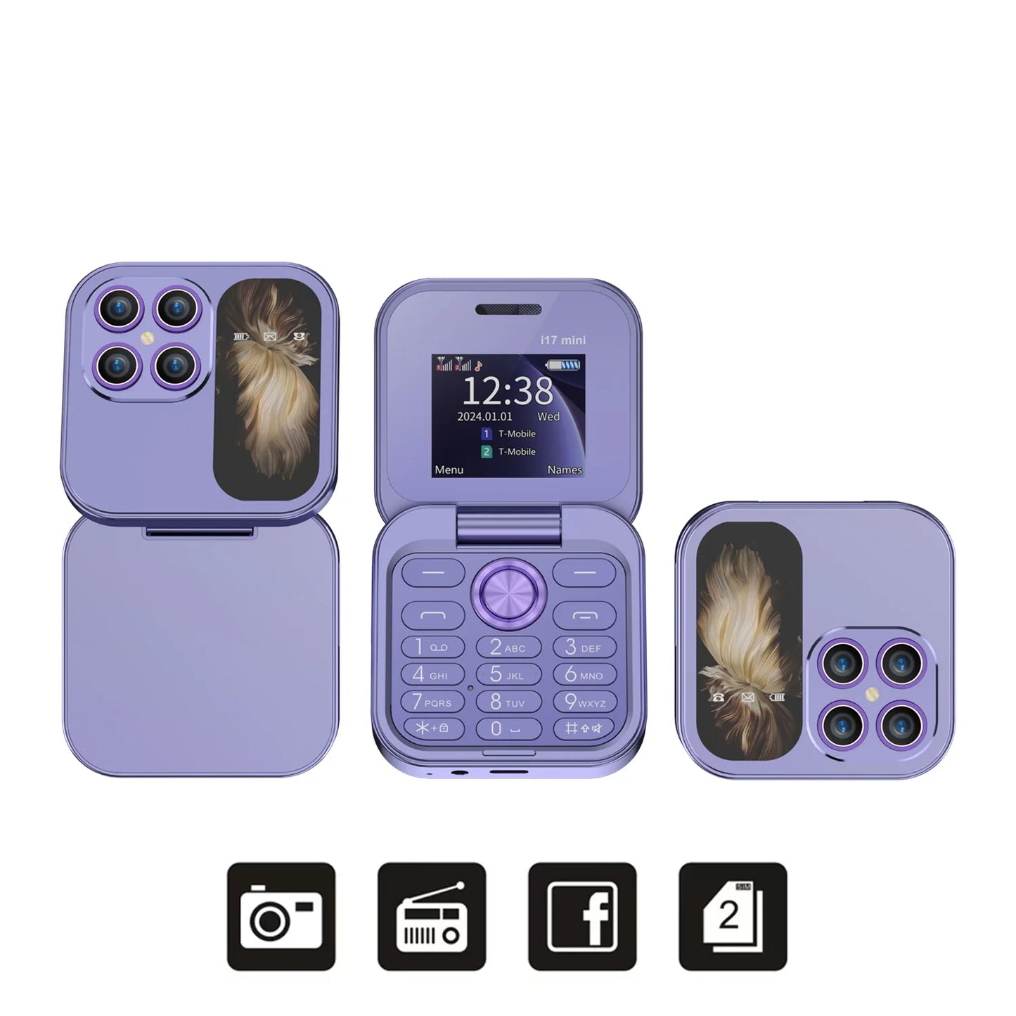 Téléphone portable à clapet SERVO i17Mini 2G, petit, à double carte SIM, à numérotation rapide, avec fonction Magic Voice, MP3, lampe de poche, mini téléphone pliable, radio FM, offre spéciale 2025