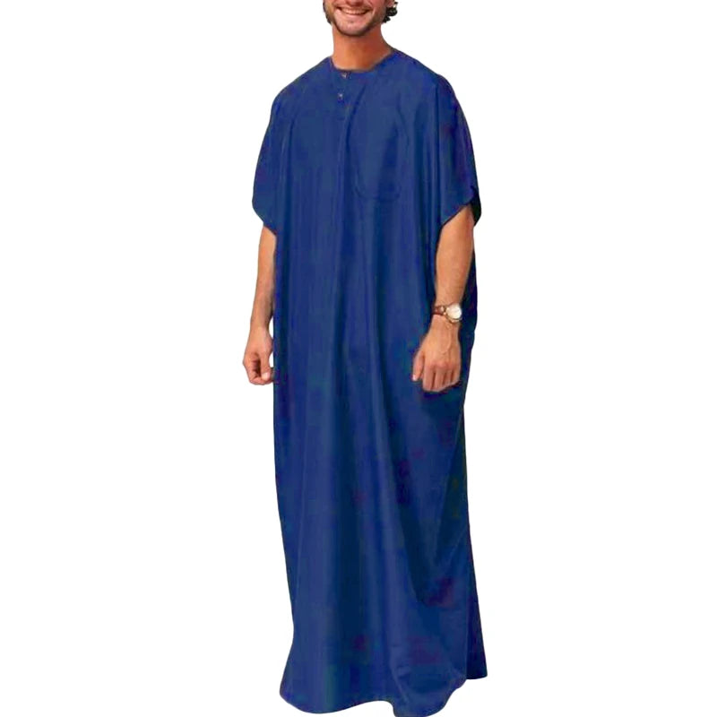 Robe musulmane à manches courtes pour hommes, caftan, vêtements musulmans amples décontractés, vêtements islamiques arabes d'été, caftan, pays du Moyen-Orient