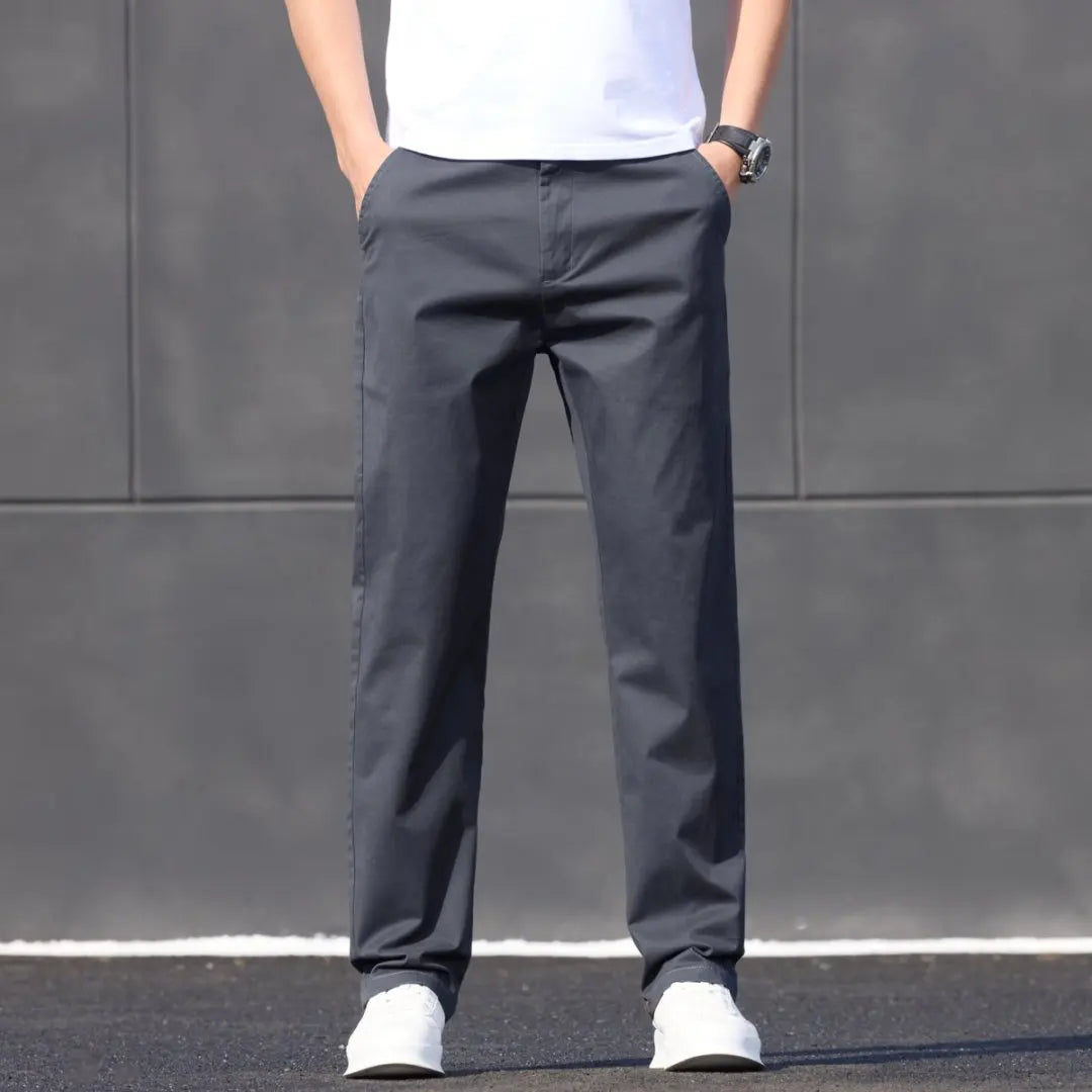 2025 Stretch Herrenhose Straight Fit Baumwolle Golfhose Herren Frühling Sommer Anzughose Büro Arbeit Freizeit Schwarz Marineblau Khaki