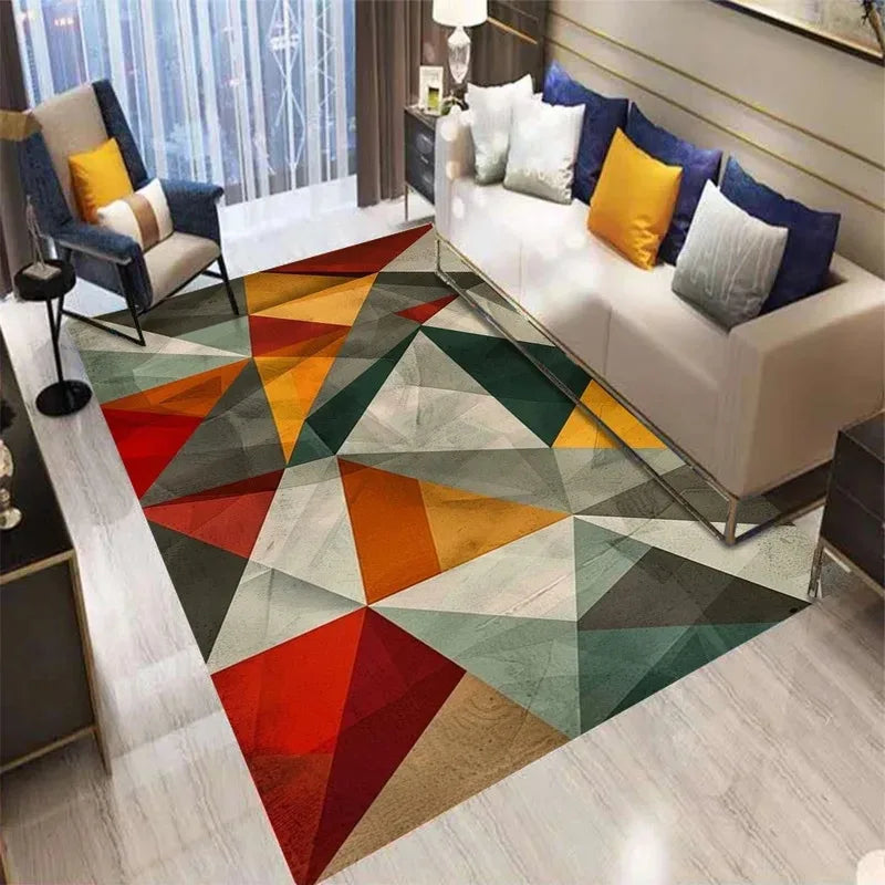 VIKAMA Wohnzimmer Schlafzimmer Fußmatten für Büro und Wohnzimmer Hellbraun und Braun Geometrische Dekorative Teppiche Heimdekoration