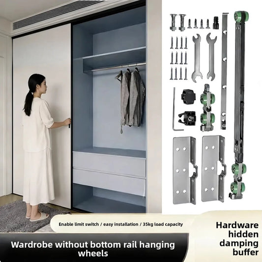 18-25 Board Without Lower Rail Wardrobe Hanging Sliding TV Cabinet Damping Buffer Wooden DoorTrack Sliding Pull-out Sliding Rail